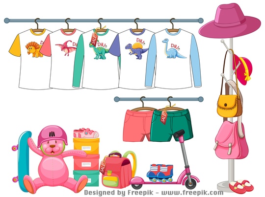 Sortierter Kinderwarenbasar